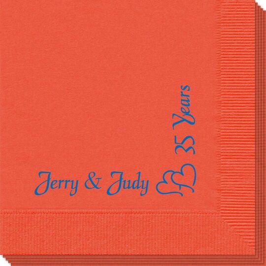 Corner Text with Graphic Double Hearts Napkins